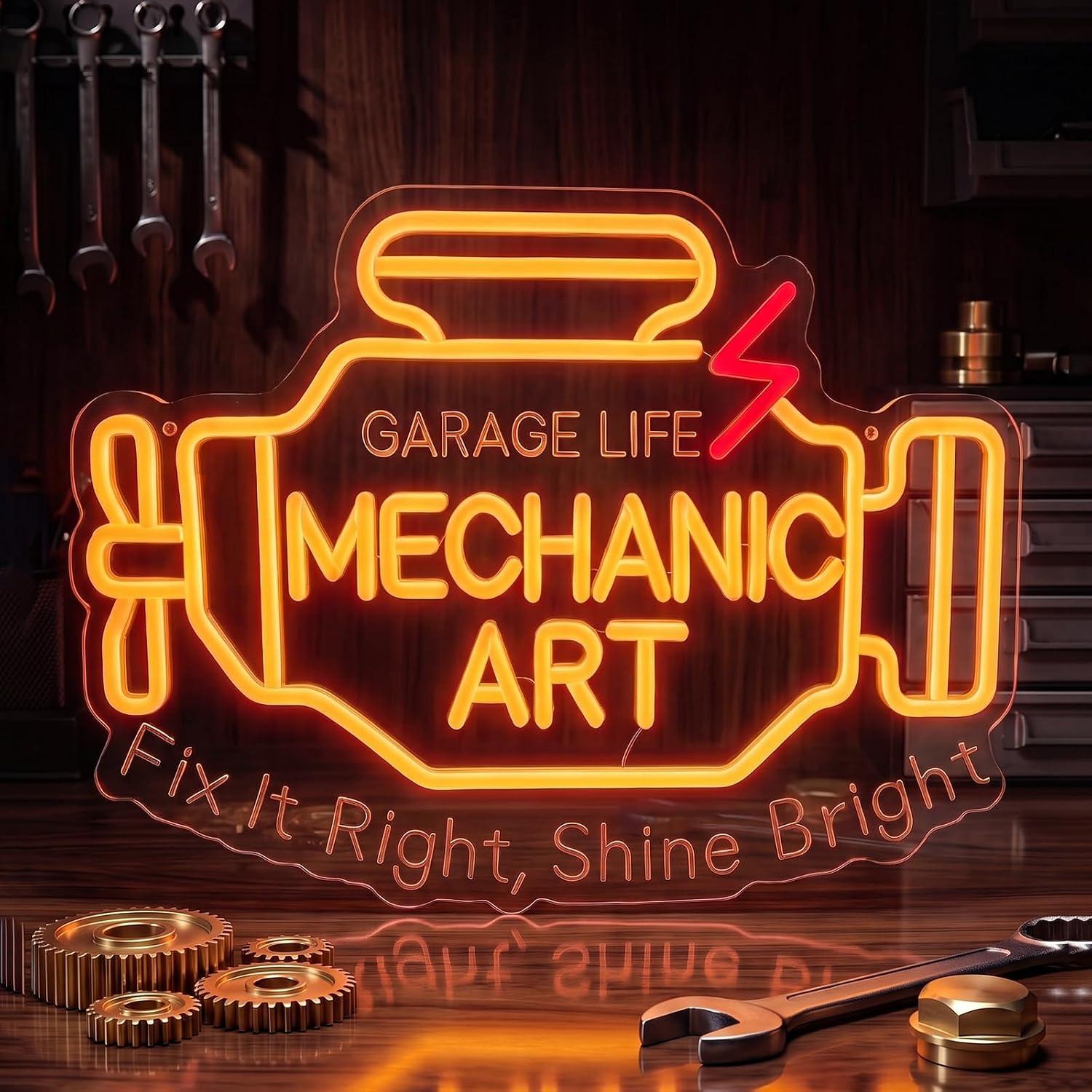 Mechanic Art Neon Sign USB Dim - огляд і ціна Auto Repair Shop Signs