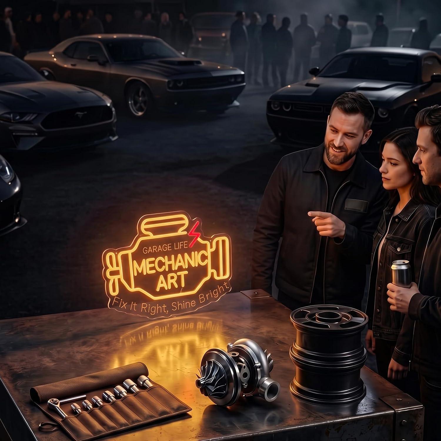 Mechanic Art Neon Sign USB Dim - огляд і ціна Auto Repair Shop Signs