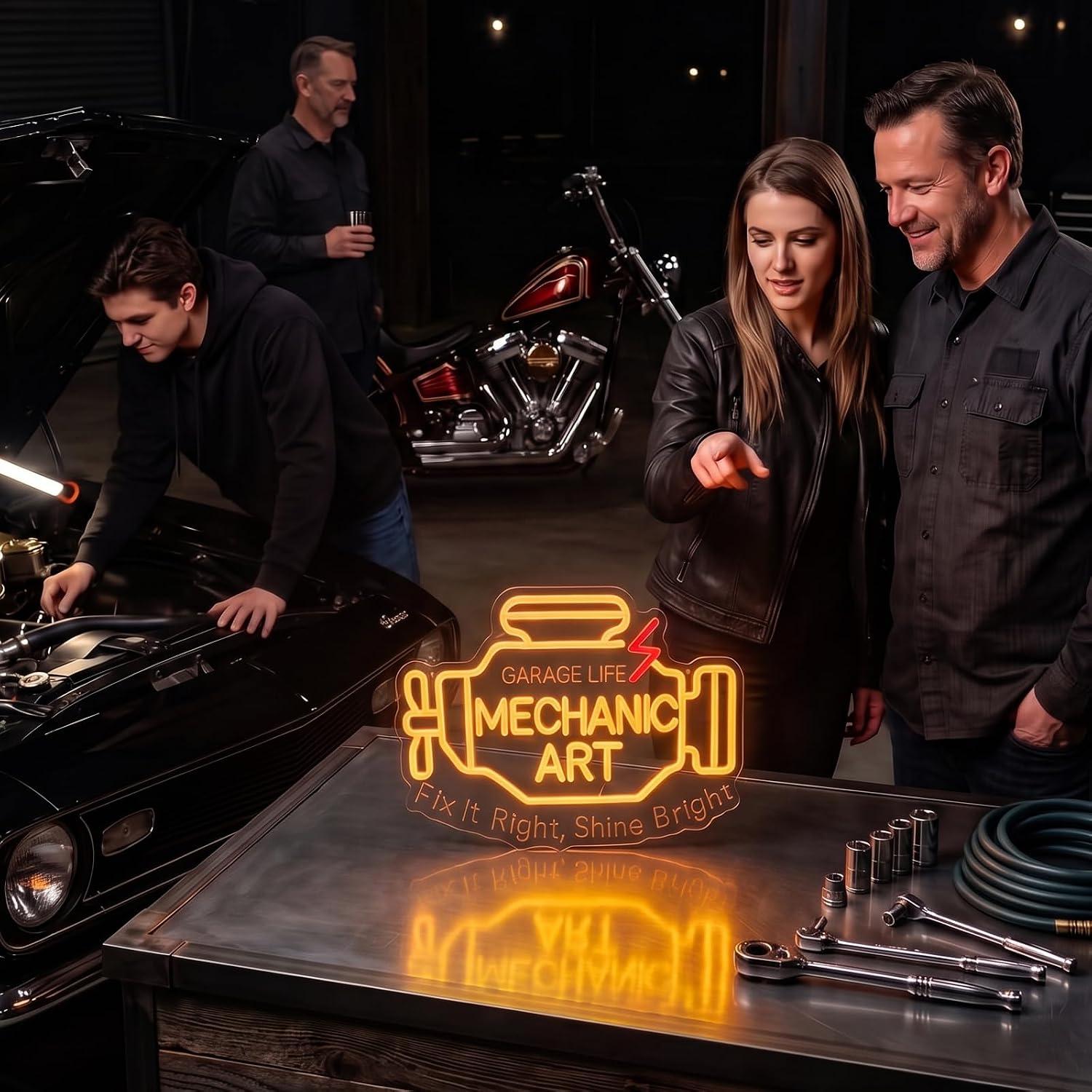 Mechanic Art Neon Sign USB Dim - огляд і ціна Auto Repair Shop Signs